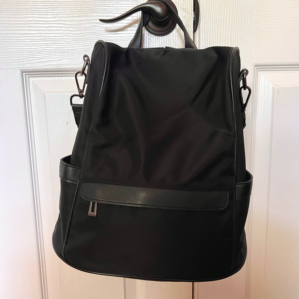 Black strapped backpack